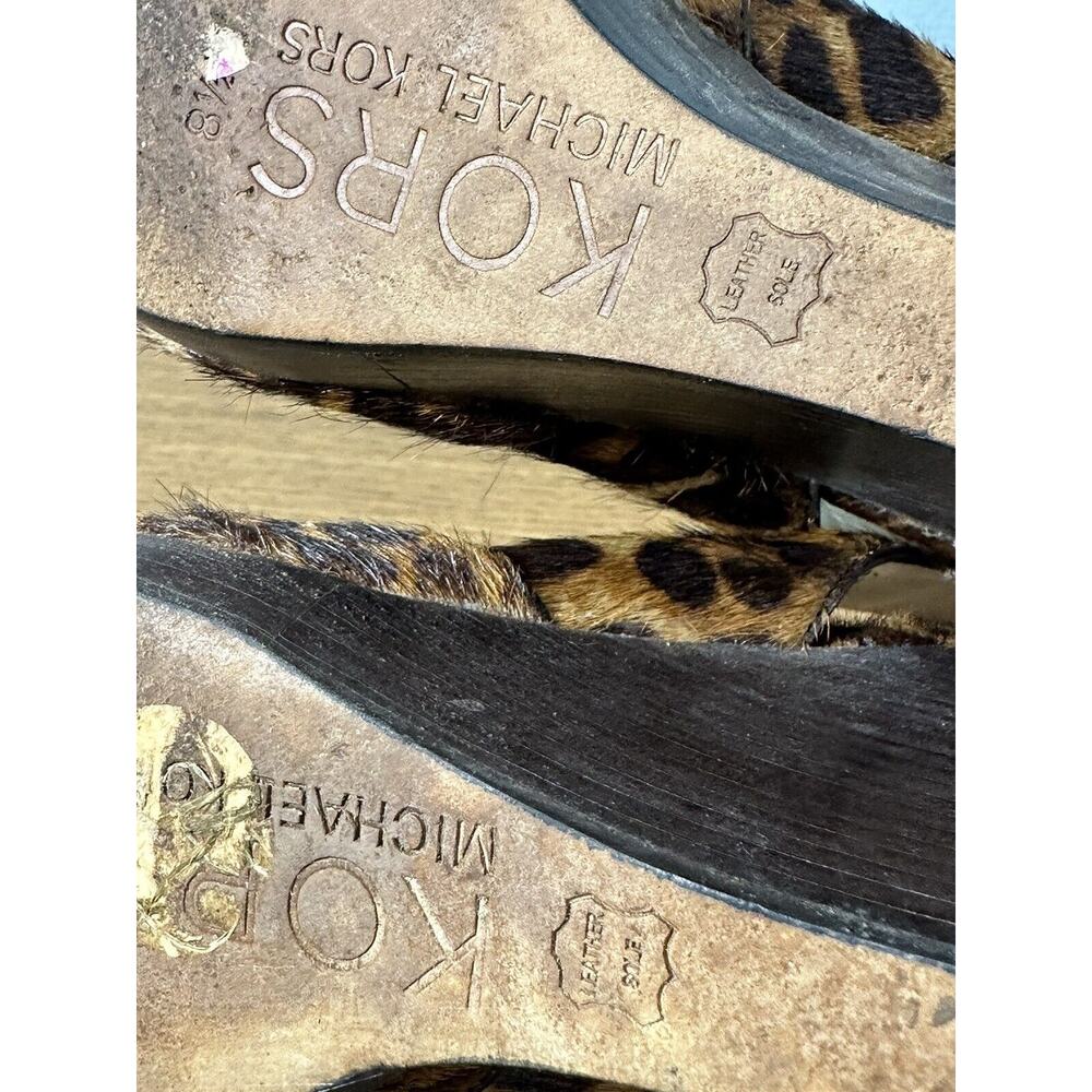 Michael Kors Womens Shoe Size 8.5 Peep Toe ANIMAL PRINT High Heel Wedge Pumps - Picture 7 of 12